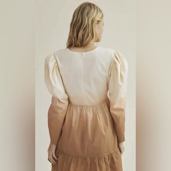 STELLA PARDO x Anthropologie Dip Dyed Puff Sleeve Mini Dress sz S - Picture 3 of 6